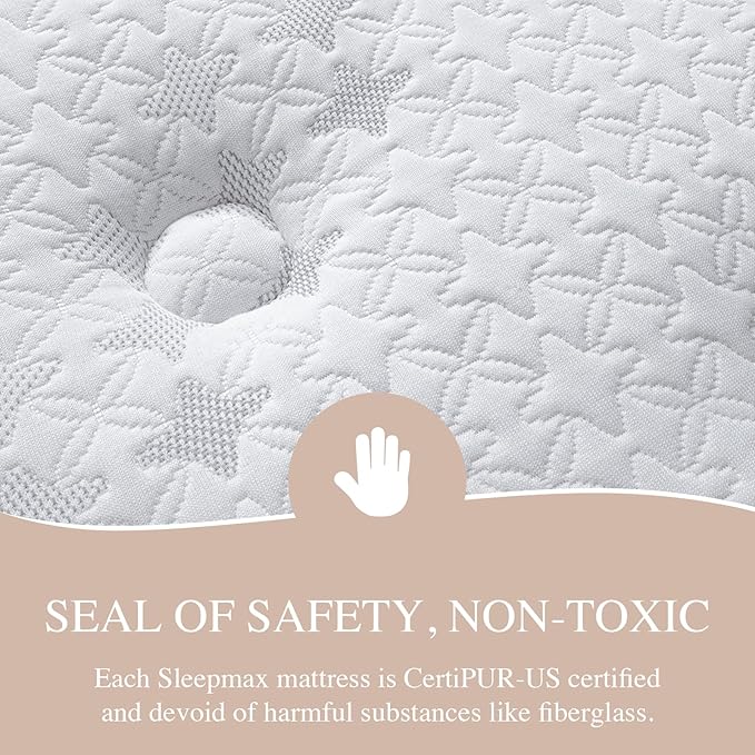 Sleepmax Firm King Mattress 14 Inch - Deep Sleep Hybrid Mattresses Enhanced Pain Relief - Cooling Extra Firm Bed in a Box with Lumbar & Hip Support - 365-Night Trial, Fiberglass-Free, Hotel-Collection