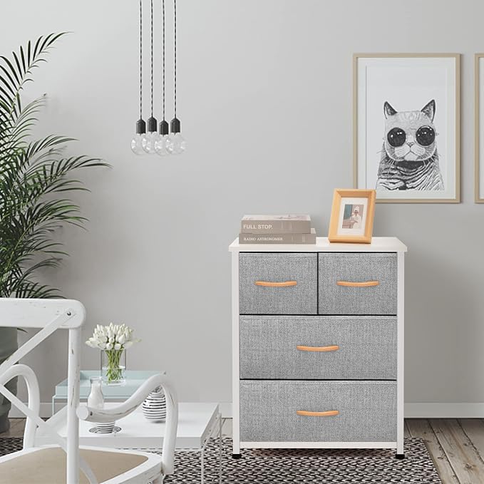 AZL1 Life Concept Dresser Storage Furniture Organizer-Large Standing Chest for Bedroom, Office, Entryway, Living Room and Closet-4 Removable Fabric Drawers, Light Grey - Image 2
