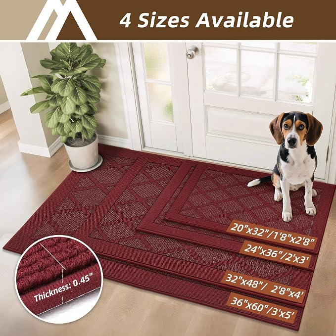 COSY HOMEER Non-Slip Door Mat 24"x36", Entryway Rugs Low Profile Absorbent Dirt Trapper Doormat for Front Entrance, Washable Polypropylene Entry Mat (Red) - Image 5