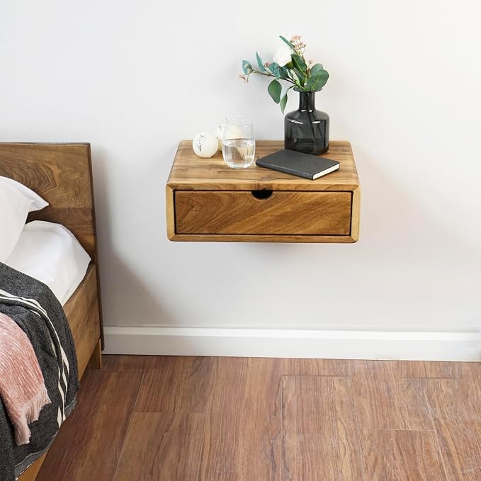 Ultimate Premium Products Walnut Nightstand: Warmth & Solidity | Matte Walnut Lacquer Finish | Spacious Storage Drawer | Ideal for Classic Decor Styles | Small - Image 5