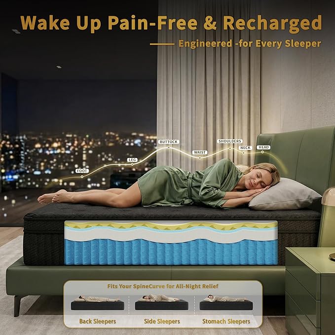 Full Size Mattress - 12 Inch Full Mattress- Hybrid Memory Foam Mattress,Pressure Relief, Cooling Breathable Cover, CertiPUR-US Certified, Bed-in-a-Box