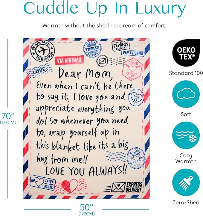 Joiedomi Mothers Day Blanket Gifts for Mom Birthday Gifts Soft Flannel Blanket for Mom Grandma from Daughter Son 50" x 70" Ivory White