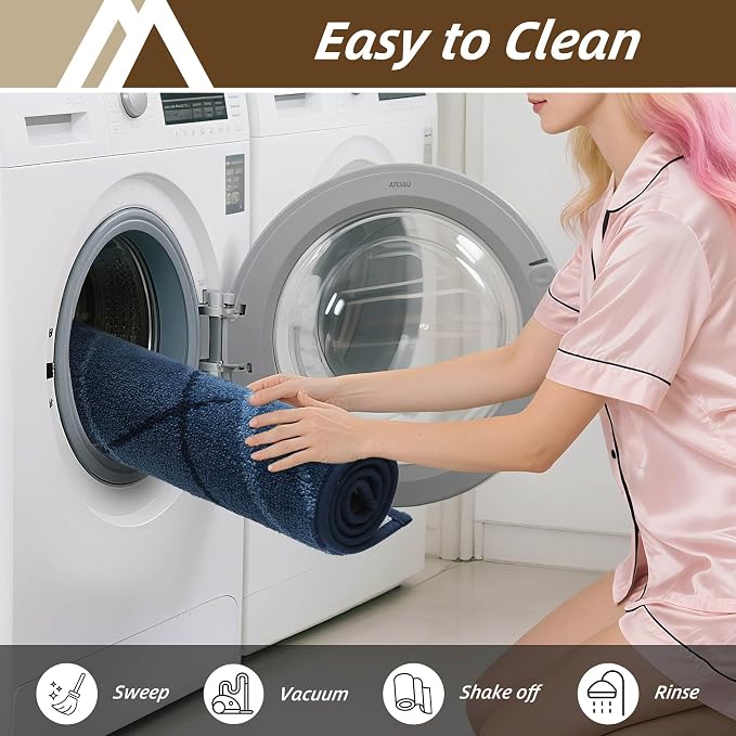 COSY HOMEER Front Door Mat Low Profile Non-Slip Doormat for Entryway, Absorbent Dirt Trapper Washable Entrance Mat, Sturdy Polyester Doormats (60"x36", Blue) - Image 6