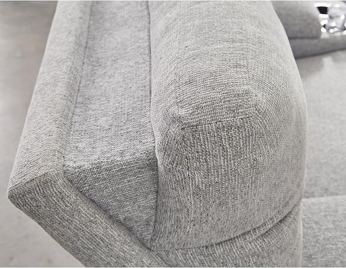 Signature Design by Ashley Acklen Place Stain Resistant Modern L-Shaped Left-Arm Facing 3-Piece Power Reclining Sectional with Adjustable Headrest, USB Ports and 2 Accent Pillows, Light Gray