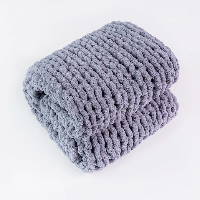 Chunky Knit Blanket - Luxury Soft Cozy 50 * 60 Throw Blanket,100% Woven Blanket Rope Knot Throw Blanket for Couch, Sofa, Home Decor, Gift - Machine Washable (Dark Grey, 40 * 50)
