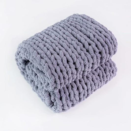 Chunky Knit Blanket - Luxury Soft Cozy 50 * 60 Throw Blanket,100% Woven Blanket Rope Knot Throw Blanket for Couch, Sofa, Home Decor, Gift - Machine Washable (Dark Grey, 40 * 50)