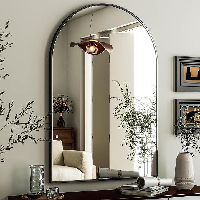 HARRITPURE Arched Wall Mirror 24"x36" – Black Metal Frame Vanity Mirrors for Bedroom, Entryway, Living Room Decor by HARRITPUREHome
