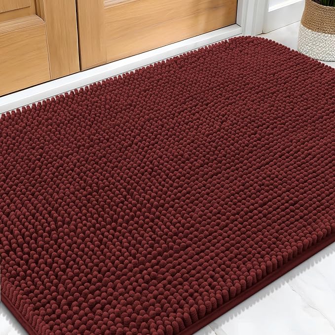 OLANLY Dog Door Mat for Muddy Paws 30x20, Absorbs Moisture and Dirt, Absorbent Non-Slip Washable Doormat, Quick Dry Chenille Mud Mat, Entry Indoor Entryway Carpet for Inside Floor, Caramel Russet by OLANLY