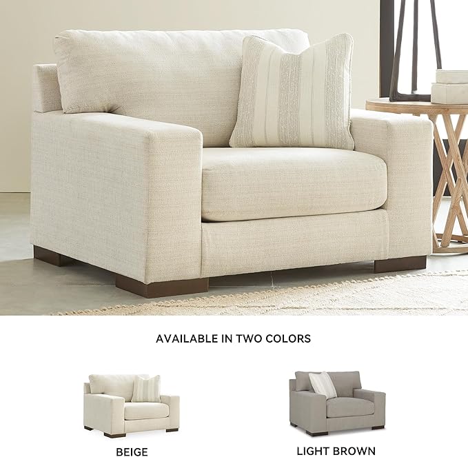 Signature Design by Ashley Maggie Contemporary Upholstered Chair and a Half, Beige
