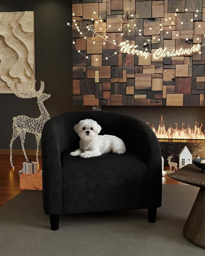 GarveeHome Accent Chair Club Chair Set of 2 Comfy Armrest Upholstered Barrel Chair with Soft Padded Seat for Living Room Bedroom Study Waiting Room(Black)