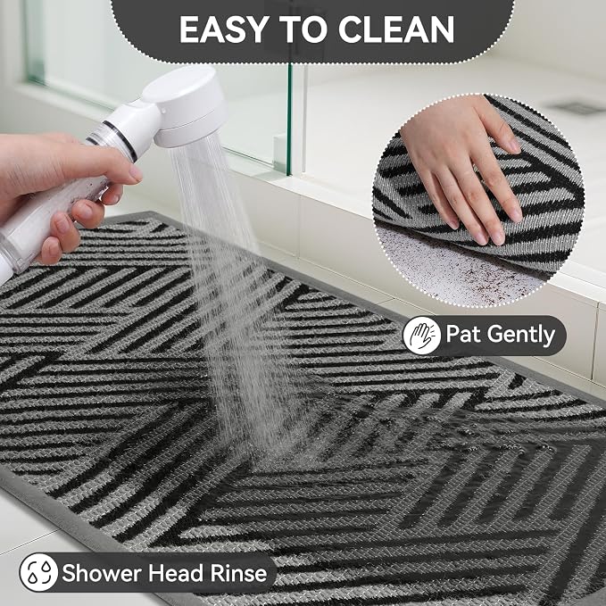 Door Mat Indoor Outside Entrance 31"x47", Low-Profile Non Slip Outdoor Inside Doormat Entryway Mat, Dirt Resistant Absorbent Front Porch Welcome Entry Mats, Washable Easy Clean, Grey - Image 7