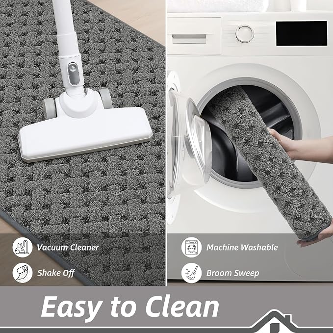 BEQHAUSE Dirt Trapper Door Mat Non-Slip Entryway Rugs Stain Resistant Absorbent Dog Doormats Woven-Look Washable Welcome Floor Doormat for Front Back Door, Dirty Wet Shoes & Paws, 32" x 48", Grey - Image 8