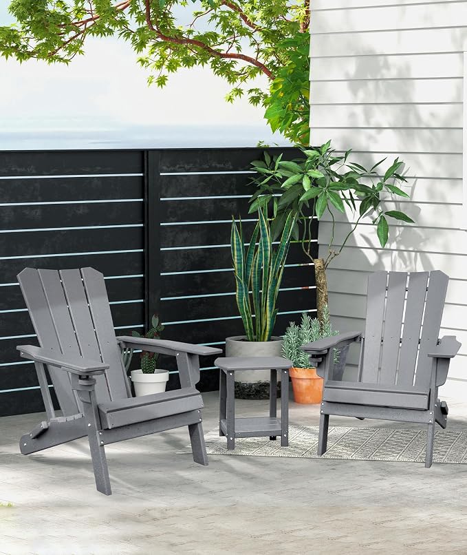 Adirondack Square Outdoor Side Table,2-Tier Storage Patio Side Table, HDPE End Tables for Backyard Pool Porch Garden Lawn - Image 7