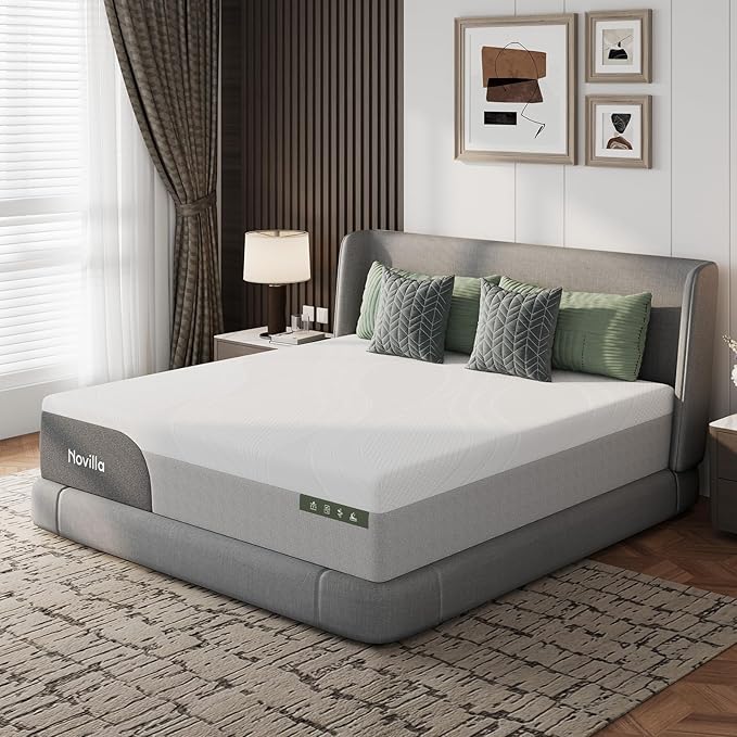 Novilla Full Size Mattress 14 Inch, Gel-Infused Bliss Cooling Full Size Memory Foam Mattress in a Box with Cool-Touch Nylon Cover, Pain Relief & Spinal Support with CertiPUR-US Certified Foam