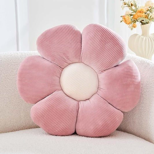 Kcvvcr Dusty Pink Flower Pillow, 14.9" Cute Flower Shaped Floor Pillow, Aesthetic Floral Plush Daisy Decorative Throw Pillows for Bed Sofa Couch