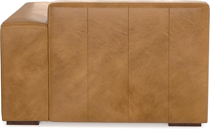 SIMPLIHOME Rex Right-Arm Sofa Module in Full-Grain Genuine Leather, Sienna, 44-inches Wide, Handcrafted Modern-Style Right-Arm Accent Chair for Living Room and Family Room