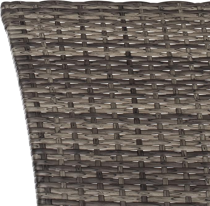 SAFAVIEH Outdoor Patio Furniture Collection Edna 3-Piece Lounge Set with Grey Brown Faux Rattan Armchairs, Cushions & Side Table, Conversation Seating (PAT7719C)