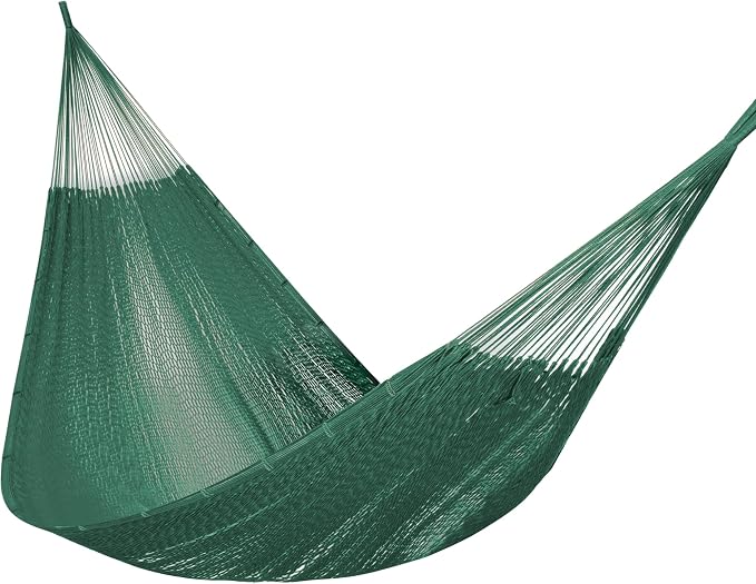 PNAEUT Handwoven Mayan Hammock, Thick Soft Rope Double Hammock for Outdoor Outside & Indoor, 600 lbs Capacity Heavy-Duty, Includes Tree Straps, Carabiners & Carrying Bag (Forest Green, X-Large) by PNAEUT