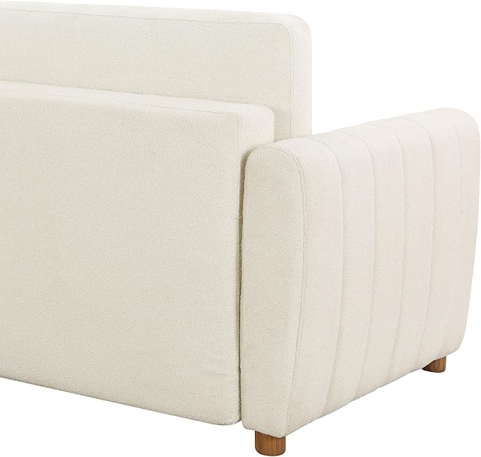 Serta Galway 91.7" Convertible Sleeper Sofa, Queen Size, Wall-Hugging Dreamglide Mechanism, Dreamcoil Comfort, Boucle Fabric, Ivory
