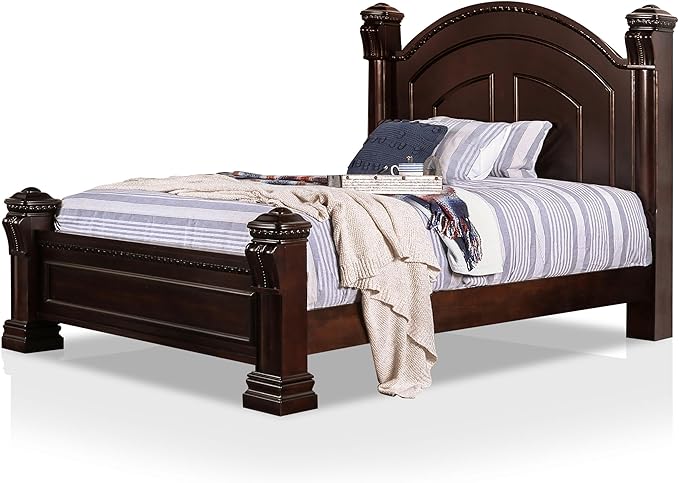 Furniture of America FOA Oulette 3pc Cherry Solid Wood Bedroom Set - King + Nightstand + Chest