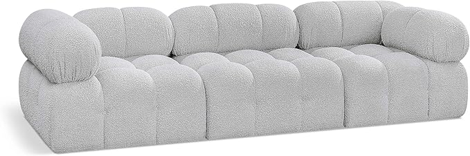 Meridian Furniture 611Grey-S102A Ames Collection Modern | Contemporary Modular Sofa with Rich Grey Boucle Fabric, Modular to Create Infinite Configurations, 102" W x 34" D x 28" H, Grey