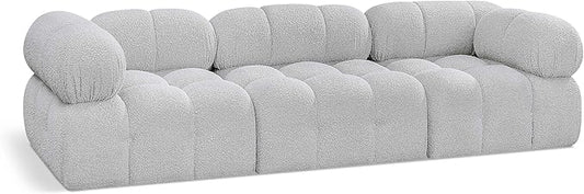 Meridian Furniture 611Grey-S102A Ames Collection Modern | Contemporary Modular Sofa with Rich Grey Boucle Fabric, Modular to Create Infinite Configurations, 102" W x 34" D x 28" H, Grey