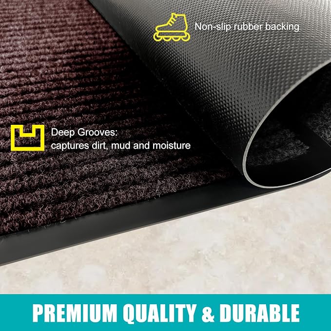Azadx 2'x6' Indoor Outdoor Door Mat Heavy Duty Front Door Mat Ultra Absorbent Muddy Dirt Resist Welcome Door Mats Non-Slip Backing Entrance Mat for Home Commercial Outdoor Entrance Floor Mat - Image 4