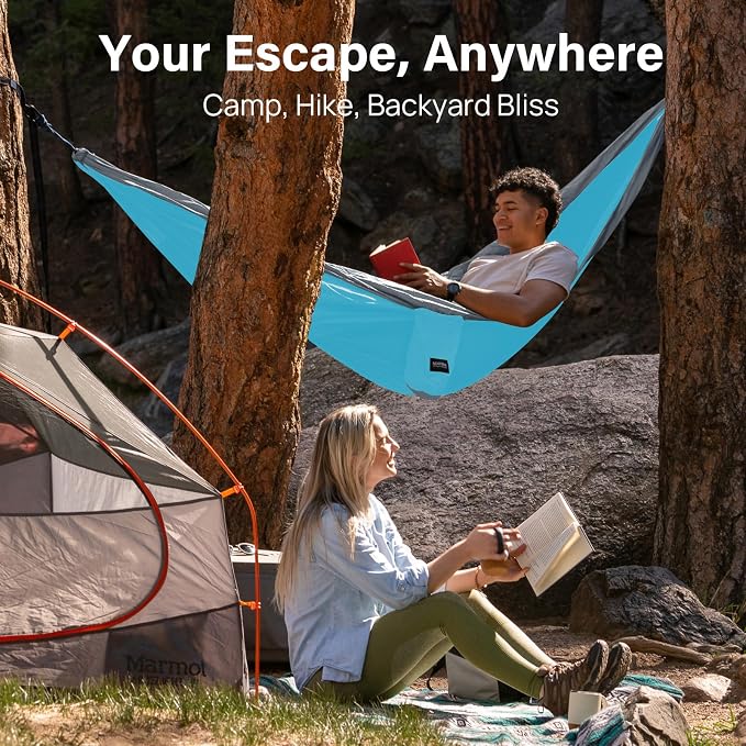 Kootek Camping Hammock, Portable Hammocks with Tree Straps & Attached Carry Bag, Camping Essentials Gear, Perfect for Outside Indoor Hiking Beach Backpack Travel - Image 7