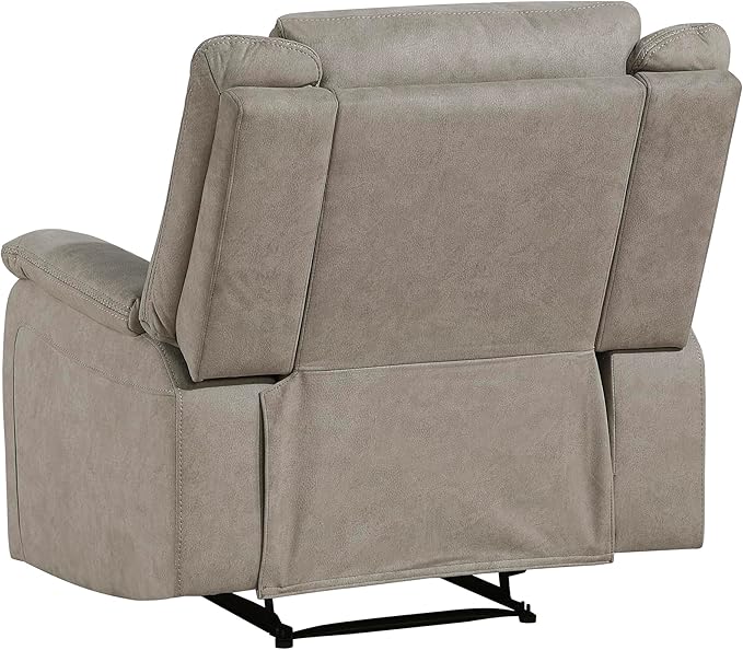 Lexicon Manual Recliner Chair, Polished Microfiber Reclining Sofa Chair, Home Theater Seating, Wall Hugger Manual Recliner for Living Room/Office/Apartment, Dove