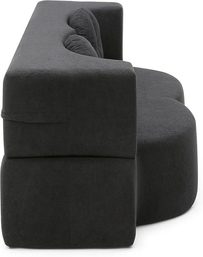 KEIKI 2-in-1 Folding Sofa Bed with Pillow, Queen Sleeper Sofa, Floor & Futon Loveseat Couch, Foam Folding Mattress for Living Room, Guest Use, Office, Apartment, No Assembly Required, Black