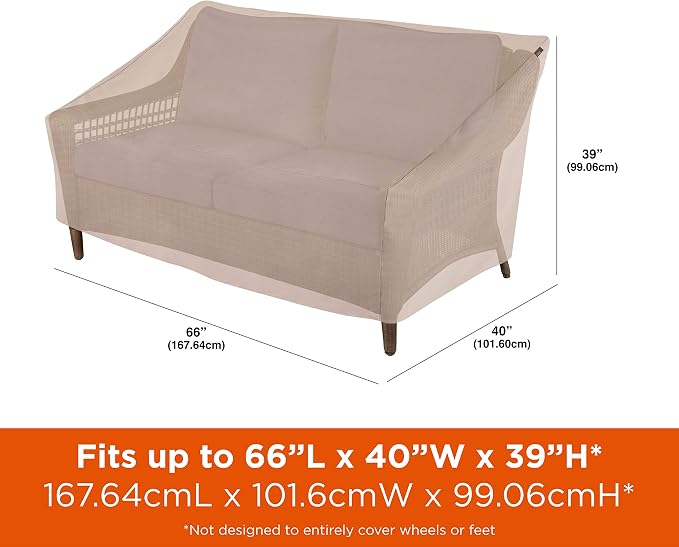 Modern Leisure Chalet Patio Loveseat Cover - Weather-Resistant Fabric - Outdoor Furniture Protection Perfect for Patio, Deck, and Porch - 66" L x 40" W x 39" H - Beige - 1-Pack - Image 2