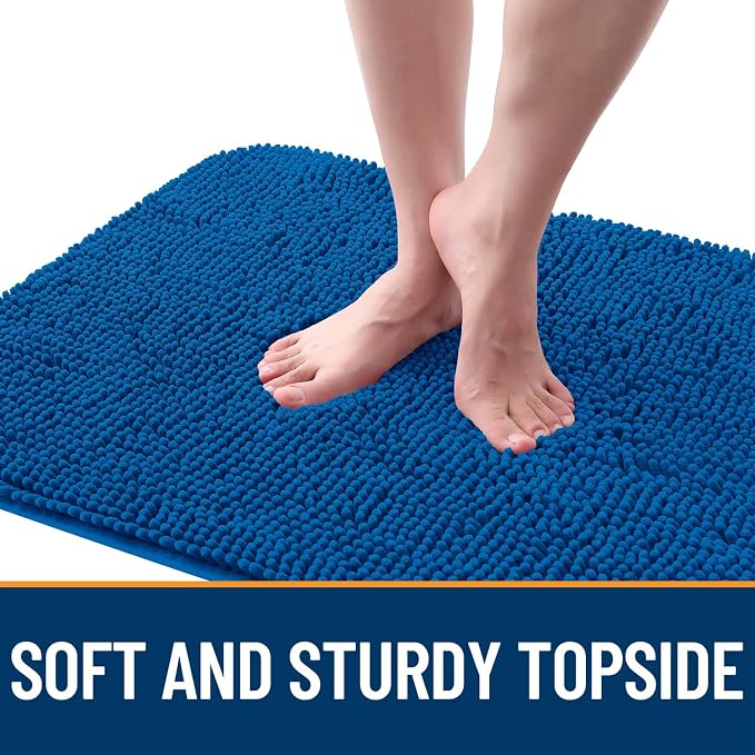 OLANLY Dog Door Mat for Muddy Paws 59x24, Absorbs Moisture and Dirt, Absorbent Non-Slip Washable Doormat, Quick Dry Chenille Mud Mat, Entry Indoor Entryway Carpet for Inside Floor, Deep Navy Blue - Image 4