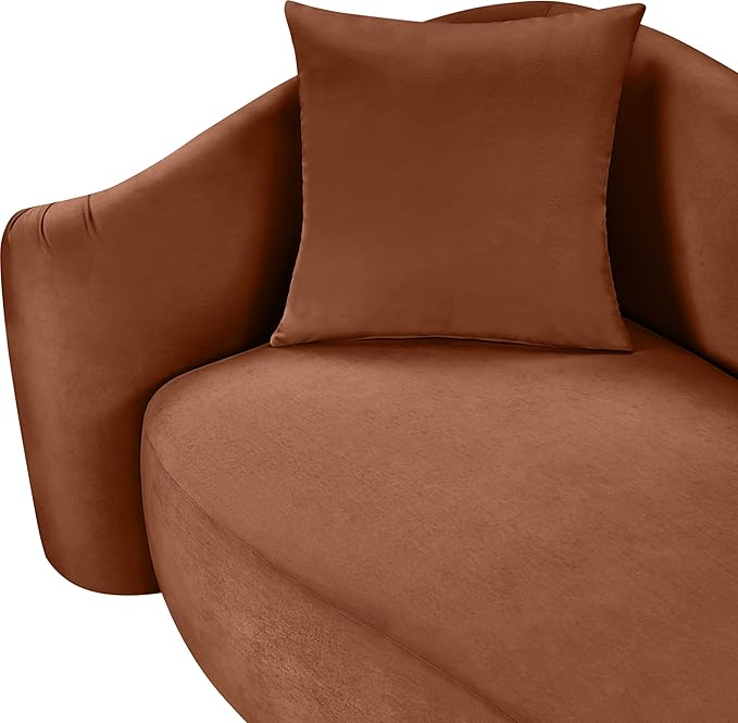 Meridian Furniture 44052Cognac-S Destin Collection Modern | Contemporary Sofa with Ultra Luxe Cognac 460 GSM Velvet, Rich Curves, 91" W x 34.5" D x 31" H, Cognac