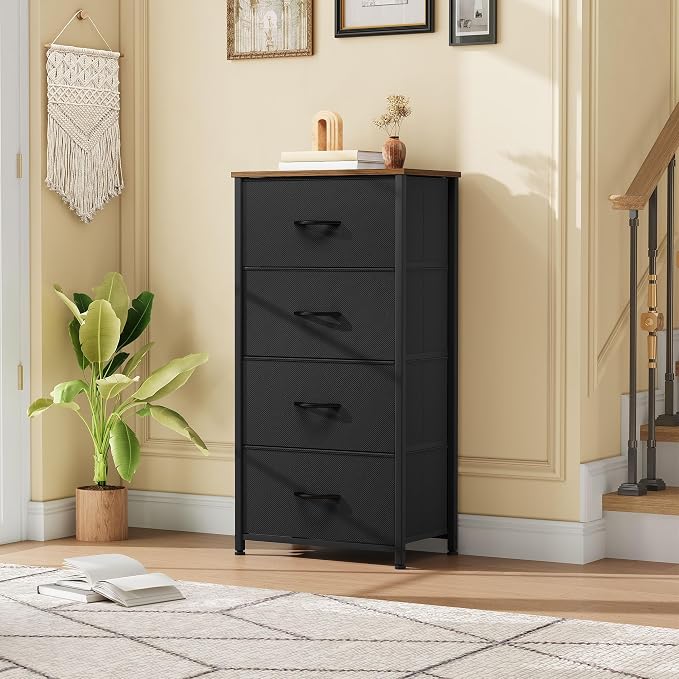 DWVO Dresser with 4 Drawers - Fabric Storage Tower, Organizer Unit for Room, Living Room, Hallway, Closets - Image 2