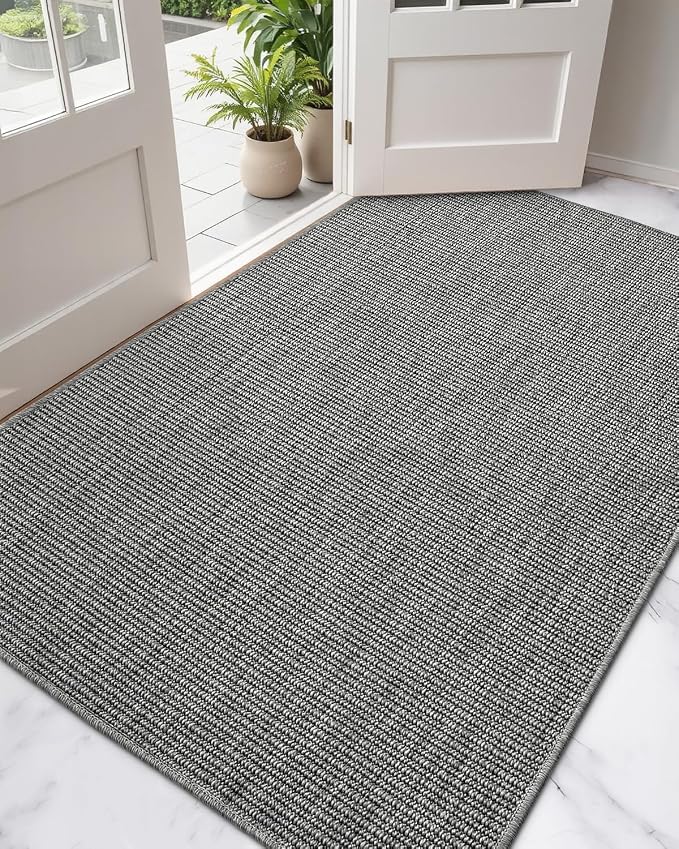 DEXI Dirt Trapper Door Mat, 31x48 Washable Doormat, Dirt Resistant and Absorbent, Easy Clean Low-Profile Floor Rugs for Entryway, Front Door, and Inside Entrance, Dark Grey by DEXI