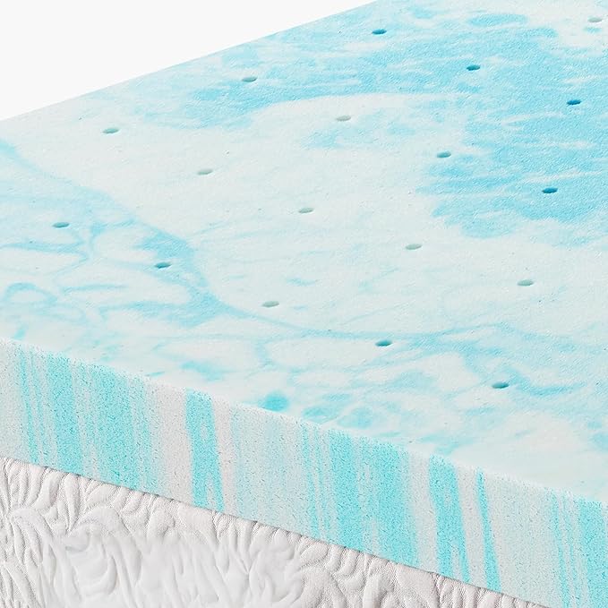 OLIXIS Gel Memory Foam Mattress Topper, King 3 Inch, Cooling Gel Infused Soft Comfy Breathable, Pressure-Relieving, CertiPUR-US Certified
