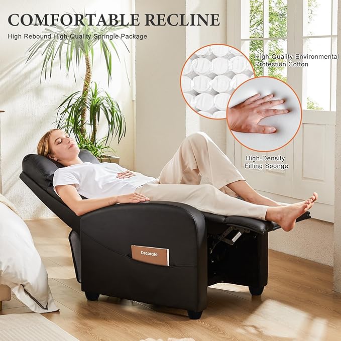 Sweetcrispy Massage Recliner Chair for Adults, Adjustable Home Theater Seating with Lumbar Support for Living Room, Modern Fabric Reclining, Grey