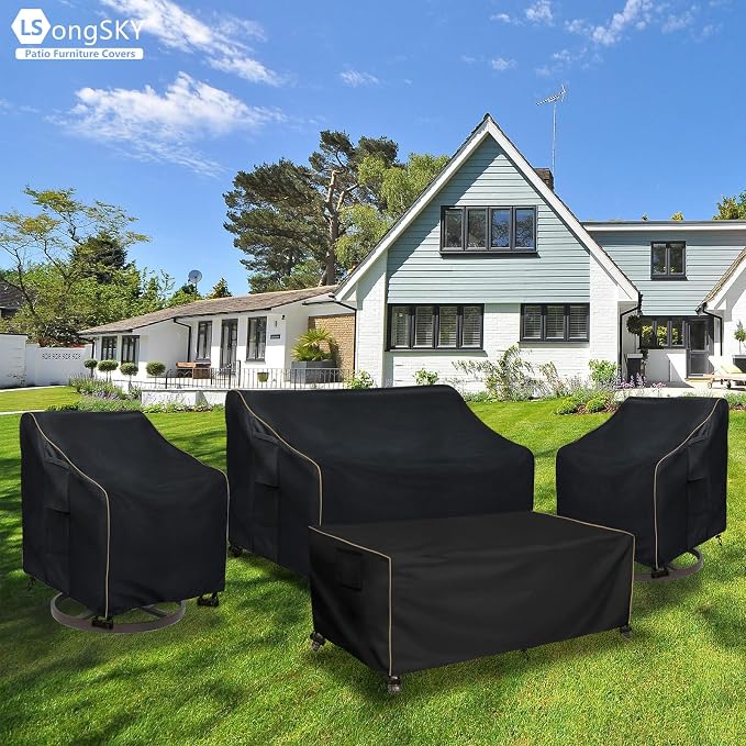 Outdoor Swivel Lounge Chair Cover 2 Pack,Waterproof Heavy Duty Patio Chair Covers,Patio Rocking Chair Covers for Outdoor Furniture,(30 W x 34 D x 38.5 H inches),Black - Image 8