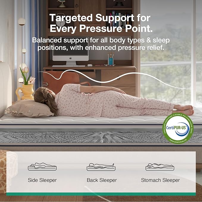Novilla 6 Inch Twin Mattress,Bonnell Spring Hybrid Mattresses for Spine Support & Cooling Comfort - Twin Bed Mattress,Adaptive Foam Layer with Medium Firm- CertiPUR-US Certified for Youth/Guest Rooms