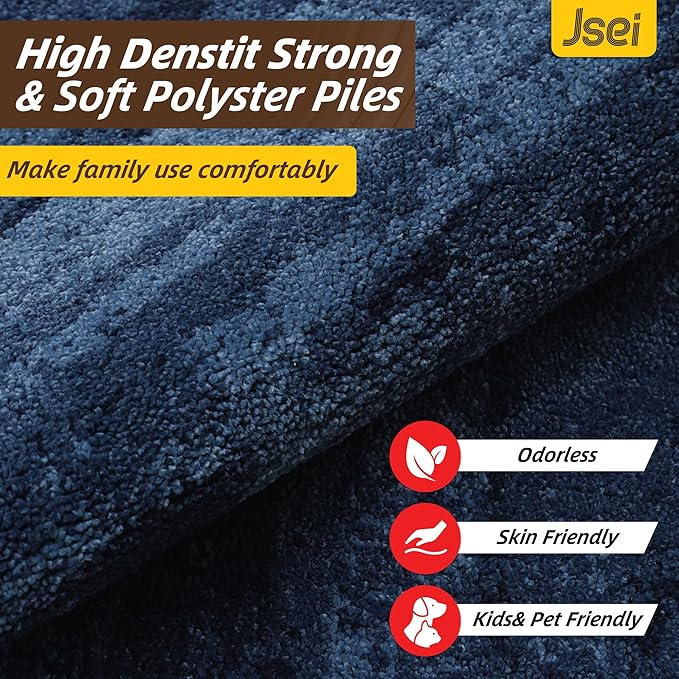 JSEI Dirt Trapper Door Mat 24"x36", Non-Slip Doormats Washable Entryway Mat, Welcome Floor Mat Absorbent Low Profile Dog Door Mats for Front Back Door, Wet Shoes & Paws, Blue - Image 3
