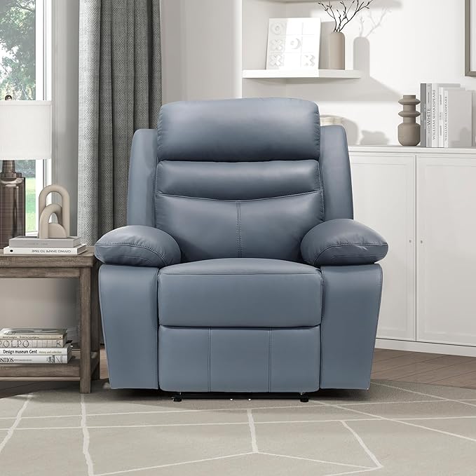 Lexicon Recliner Chair Living Room Leather Match Reclining Sofa Chair, Home Theater Seating, Wall Hugger Recliner, Power Recliner Sofa Chair for Living Room/Office/Apartment, Blue