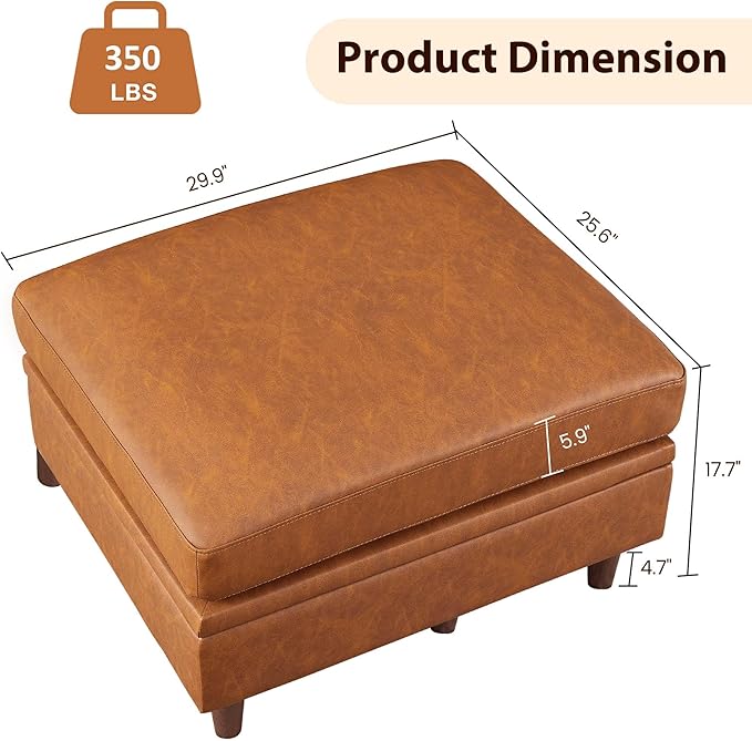 GarveeHome Storage Ottoman Module for Modular Sectional Sofa, Square Ottoman Module for Sectional Sleeper Sofa
