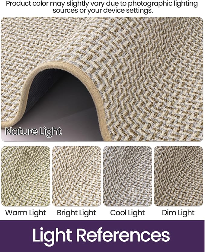 DEXI Ultra Thin Door Mat Indoor Entrance 36x56, Non Slip Rubber Backed Entryway Mats Dirt Trapper, Low Profile Front Doormat for Inside Entry, Patio, Porch, Beige and White - Image 4
