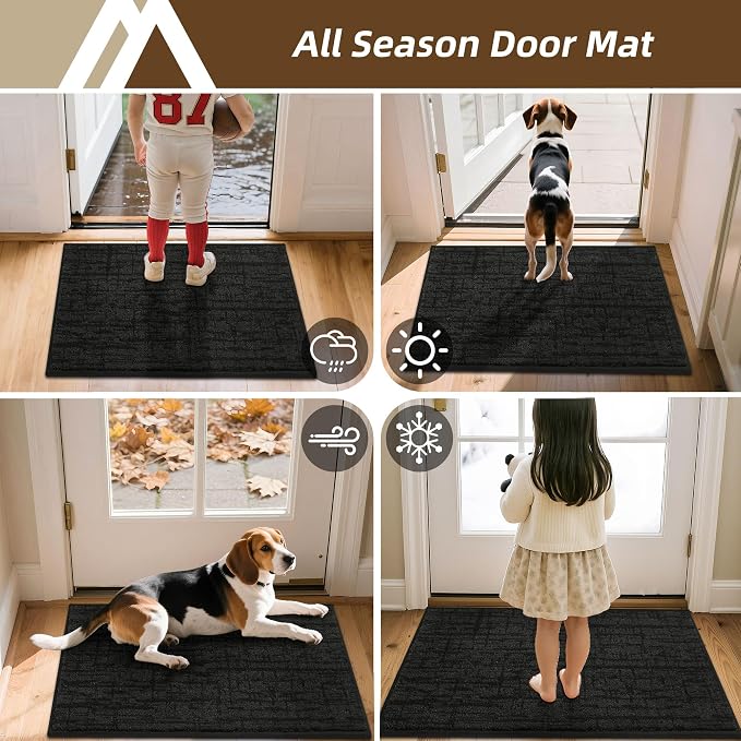 COSY HOMEER Dirt Trapper Door Mat 32"x48",Non-Slip Entryway Rugs,Washable Welcome Mat,Absorbent Entrance Mats,Low Pile Dog Door Mats for Front Back Doomats and Wet Shoes,Black - Image 9