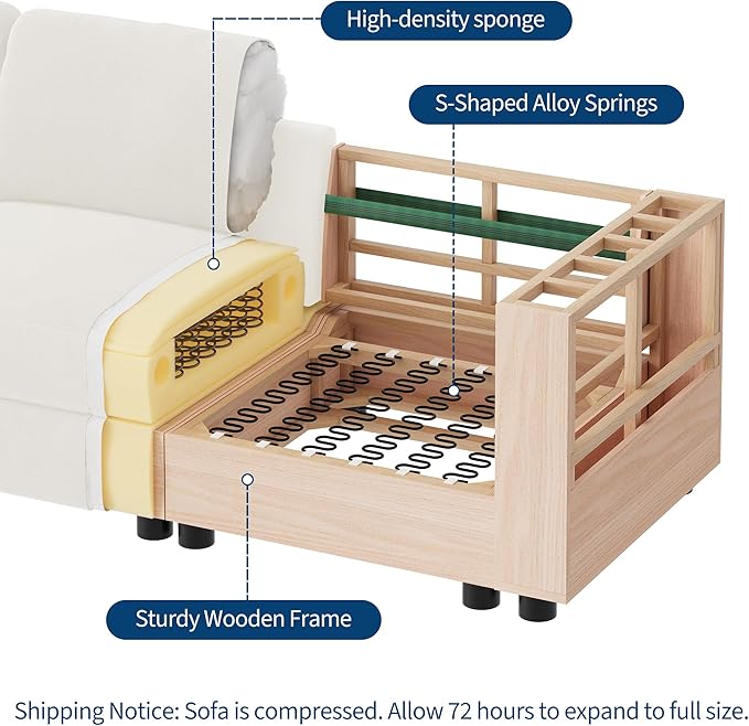GAOMON Oversized Modular Sectional Sofa, 8 Seater Sectional Couch, 138" U Shaped Sofa with Movable Ottoman, Convertible Modular Couch for Living Room Apartment and Office, Chenille Beige