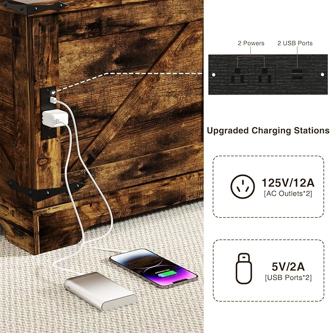 Coffee Table with Hidden Storage, 35.4" W Farmhouse Lift Top Wood Square Center Table with Charging Station, Rustic Cocktail Tables with Flip Top Lids for Living Room, Home Office, Rustic Brown