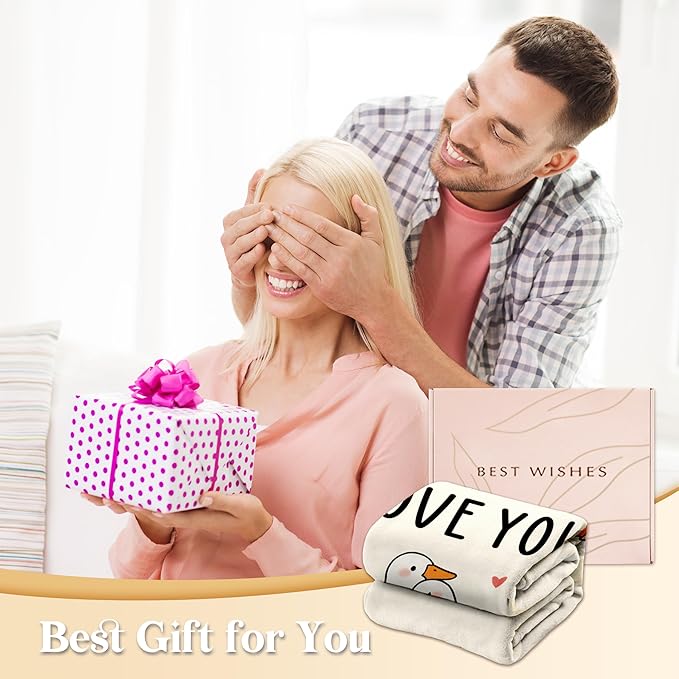 I Love You Gift for Her Him, Gifts for Girlfriend Boyfriend, Soft Flannel Love Blanket, Anniversary Birthday Gifts for Women Men - 50 x 60 inches