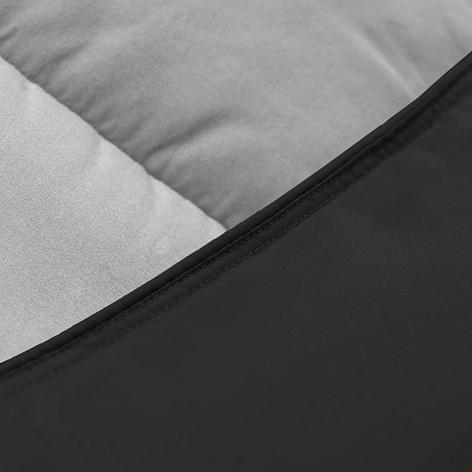 Superior Brushed Microfiber Comforter, Down Alternative Bedding, Medium Weight, Soft Bed Cover, Plush Duvet Insert, Oversized Blanket, Box Quilt, Reversible Comforter, Twin, Black-Grey