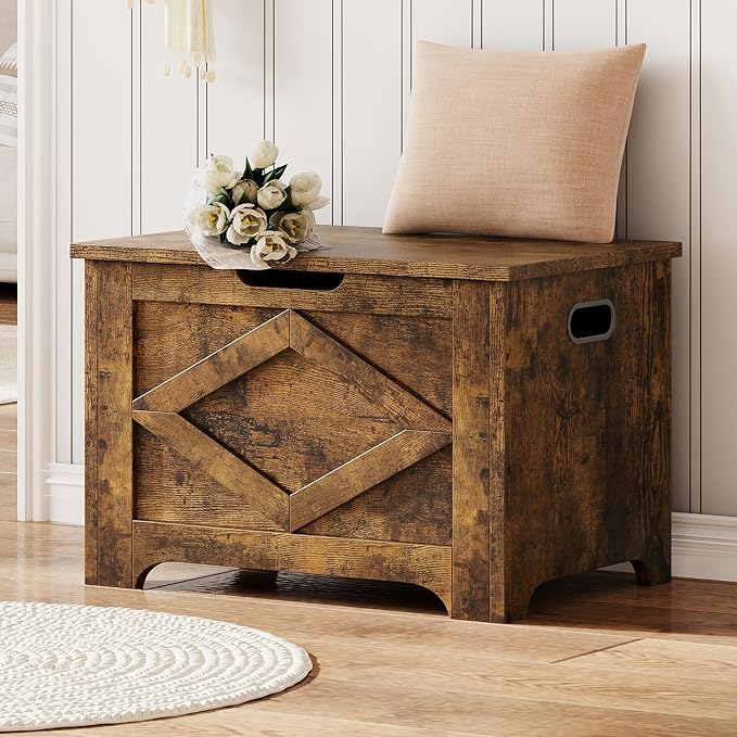 GAOMON Storage Chest, Wooden Storage Bench, Modern Style Lift-Top Shoes Bench with Safety Hinge for Entryway, Bedroom, Living Room, Supports 300 Lb and Easy Assembly - Image 3