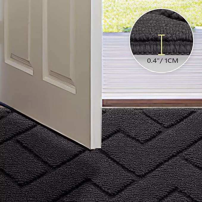 hicorfe Front Door Mat Outside Entrance,36"x59" Absorbent Muddy Dirt Resist Welcome Door Mats Outdoor Indoor,Stain and Fade Resistant,Non Slip Backing Entry Mat Doormat for Entryway(Charcoal) - Image 4